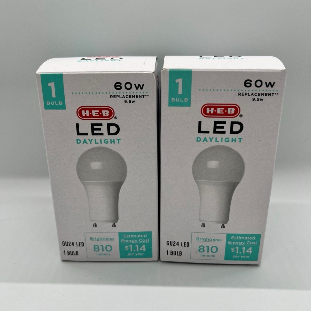 HEB  60W Daylight LED,, 810 Lumens, Dimmable Connection 2 Pack Light Bulbs 2 Pin